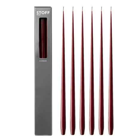 6 STOFF candles burgundy red