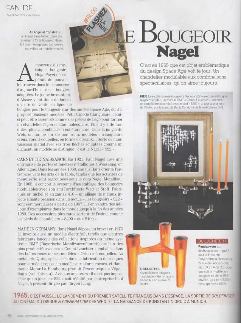 Article bougeoirs Nagel réédités Stoff