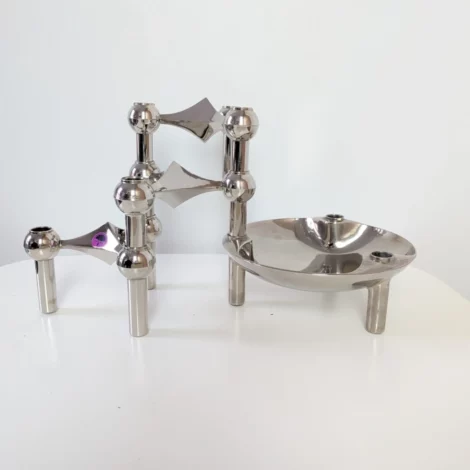 3 bougeoirs Nagel S22 + 1 coupelle S44