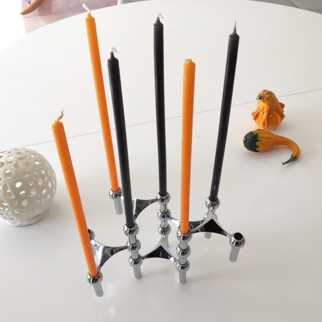 Bougeoirs Nagel et bougies Mandarine et Noir